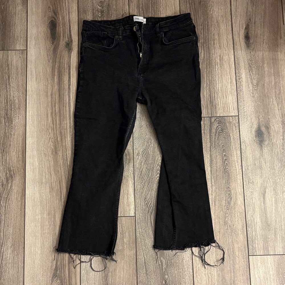 Zara Black Flare Women's Ankle Jeans
